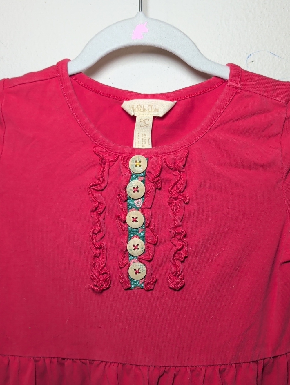 Matilda Jane Once Upon a Time Little Red Riding Dress Red Gray Girls Size 6 - Picture 3 of 6
